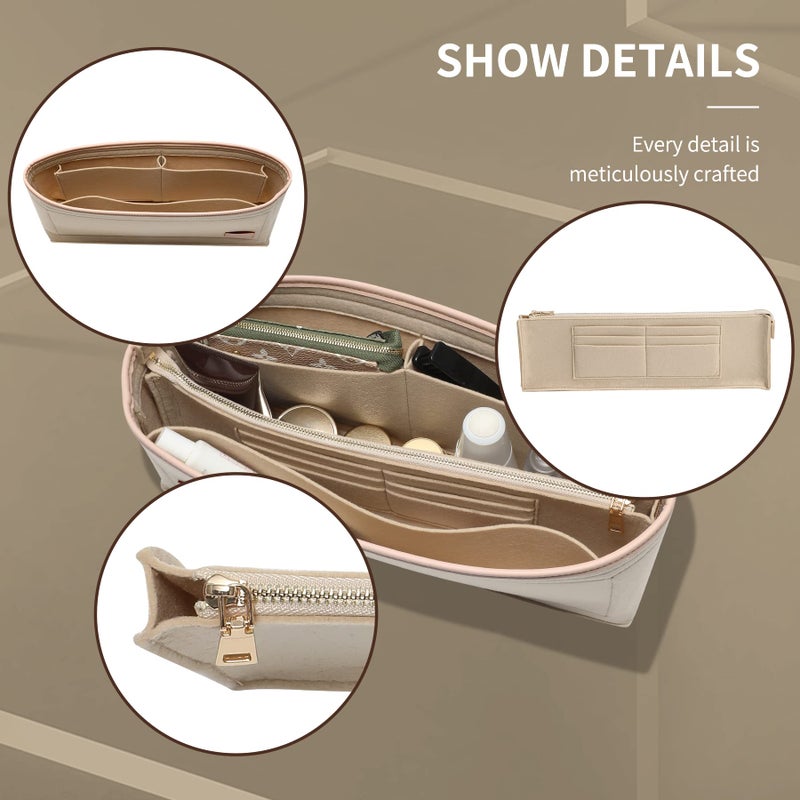 Doxo Purse Organizer Insert & Base Shaper, Felt Handbag & Tote Bag Fit LV Graceful PM More(Beige,SM) - Image 3